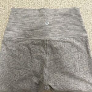 White and grey striped lululemon leggings